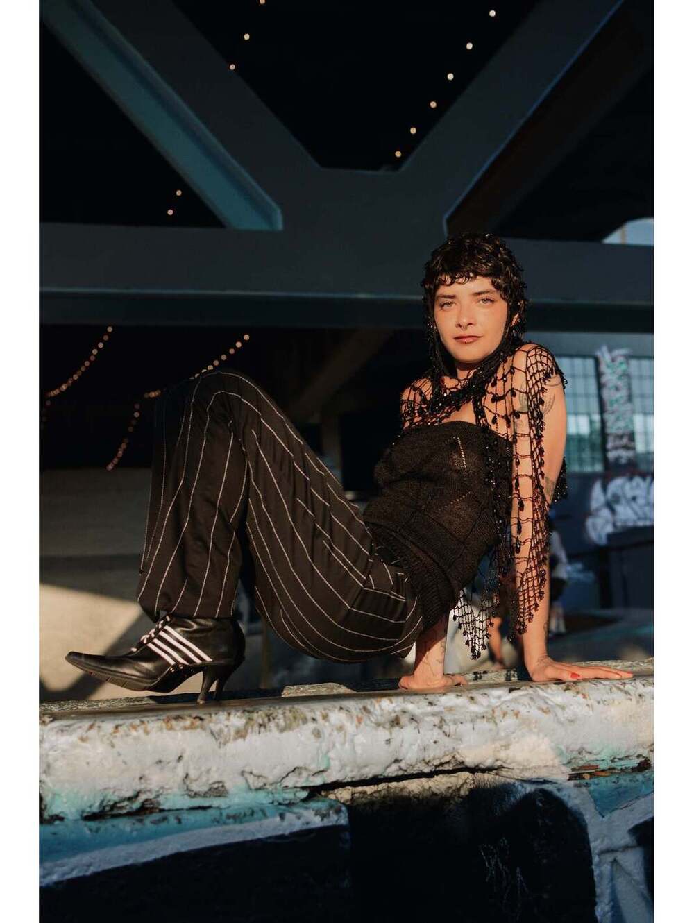 Y2K cache low rise black white pinstripe pants